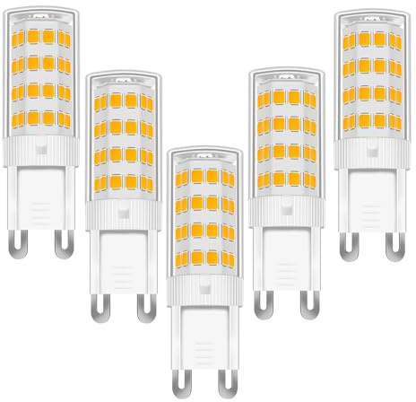 tkhetiana 5W G9 LED Lampe warmweiß Glühbirne,G9 5w LED Leuchtmittel Equivalent 50W,Enegiesparende Led Birne Mais Birne,Ersetzt 40-45W Halogenlampe,5 Pack