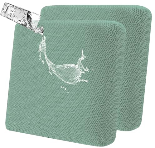 Lot de 2 housses de coussin imperméables et lavables pour canapé et extérieur, convient pour fauteuil, canapé et meubles (vert haricot)