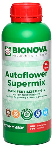 Bionova Autoflower Supermix 1L Einkomponenten-Mineraldünger für Wachstum und Blüte für 8 Wochen Blütezeit
