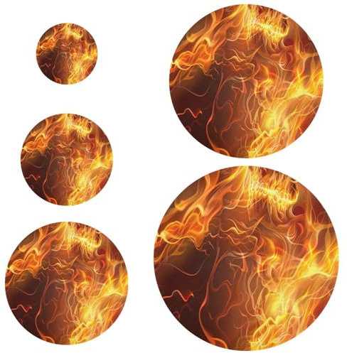 Lyeorm 5 Pieces Reusable Bowl Covers Flames Elastic Food Storage Cover in 5 Size Stretch Fabric Food Cover for Food Fruits Leftover