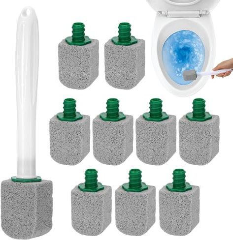 10 pietre pomice per WC, pietra pomice per la pulizia del WC con manico, pietra pomice sostituibile per la pulizia, bastoncini pomice naturale per prodotti per la pulizia bagno piscina WC anticalcare