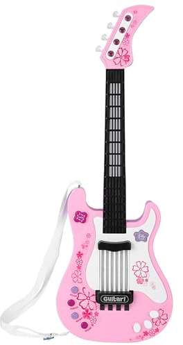 Guitare pour Tout-petit, Guitare Guitarra Mini Jouet pour Enfants, Enfant Multifonctionnel pour Basse Jouet de avec Sangle, d'instrument de Musique Portable (Rose)