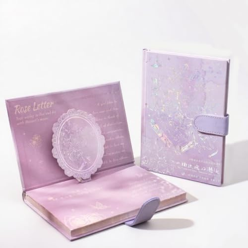 ZEEYI Rose Journal for Women,Vintage Journals for Writing, with Gorgeous Blank Paper, Floral Hardcover Notebook Secret Diaries, Aesthetic Butterfly Journal for Memories Sketch Women Girl Purple