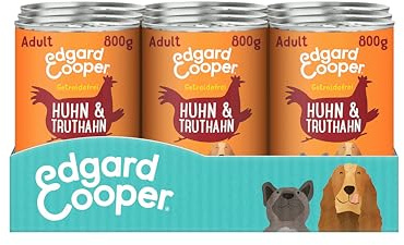 Edgard & Cooper Nourriture Humide pour Chien (Poulet et Dinde, 800 g x 6), Nourriture Humide pour Chien 800 g, sans céréales, ingrédients naturels et Viande fraîche, Pleine d'acides aminés Essentiels