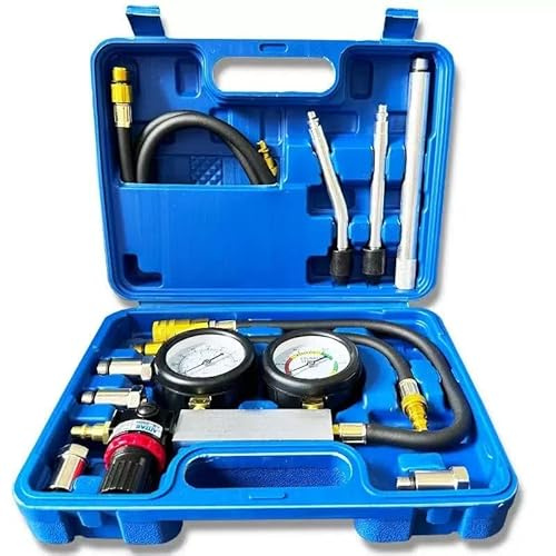 Kit de test de fuite de cylindre, pour moteur à essence, double manomètre, détecteur de fuite, kit d'outils pour test de pression et de taux de fuite avec tige d'extension, 0-100 PSI | 0-7 bar