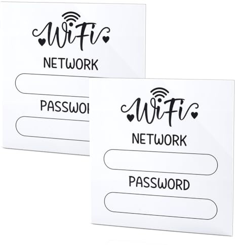 AHANDMAKER Lot de 2 panneaux en acrylique avec mot de passe WiFi, blanc réutilisable, panneau carré pour maison, bureau, hôtel, chambre d'amis, restaurant, bar, café, décoration 15 x 15 cm
