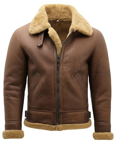 The Jackeeta Men's B3 Aviator Raf Fight Pilot Real Fur Shearling Removeable Hood Belted Bomber Sheepskin Leather Jacket (US, Alpha, Medium, Regular, Regular, GREY) - XL