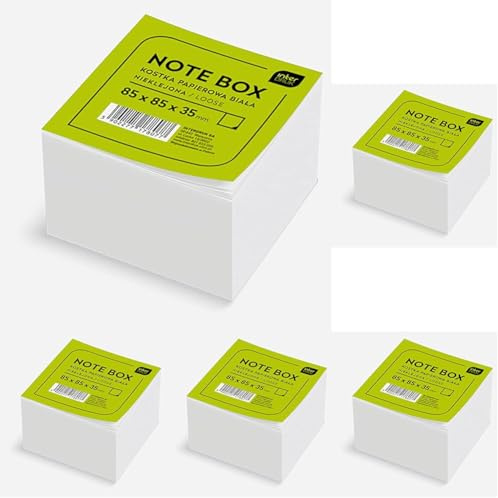 Interdruk Bloc de Notas - 85 x 85 x 35 mm~350 Hojas Sueltas - Blanco (Paquete de 5)