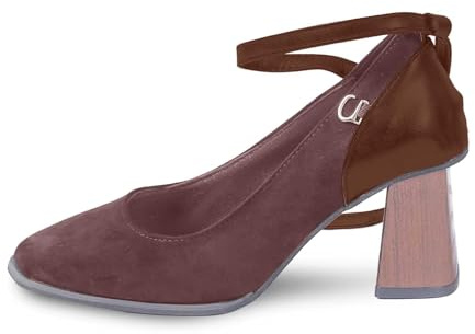 Scarpe da donna, stile Dirndl, per feste e matrimoni, comode, con tacco, per feste, estive, vintage, da ballo, per matrimoni, marrone, 40 EU