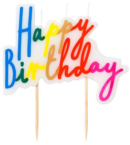 Talking Tables Colourful Happy Birthday Candle Bright Block Candle Cake Topper Rainbow Party Decorations for Adults Kids Boys Girl 8cm x 10cm, Rbgoldcandle