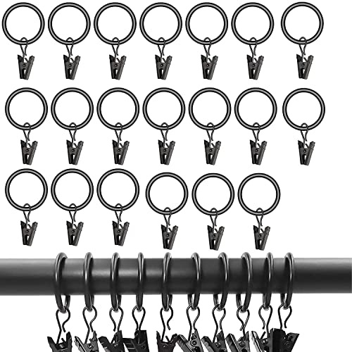 iTYOOS Paquete de 20 clips de cortina, anillos de metal para cortinas (25 mm de diámetro interior, negro)