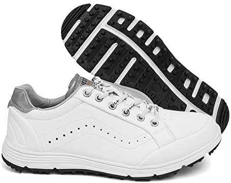 LZQpearl Golfskor i läder för män, vattentäta golfstövlar, professionella halkfria golfskor, utomhussneakers för golfare, coach, tränare