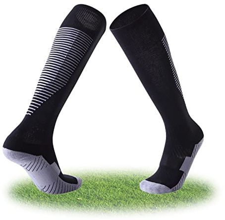 Cosysparks Calzettoni Calcio Bambino, Anti-Slip Traspiranti per Training Rugby Hockey da Ragazzo Grils Età 5-12 (Nero)