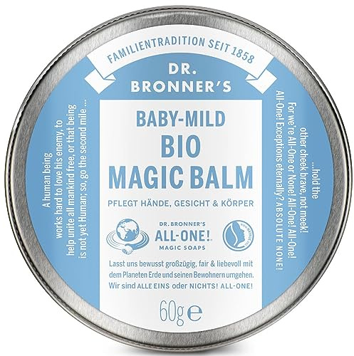 Dr. Bronner's Bio Magic Balm | Baby Mild | mit wertvollen Bio-Ölen | Spendet intensive Feuchtigkeit | Für unterwegs | Baby-Pflege | 60 g (3 x 60 g)