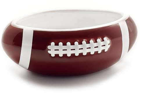 40YARDS Bol à snack/bol en forme de football américain (16 cm de longueur) en céramique avec coutures surélevées