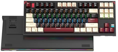 MageGee 80% Tenkeyless Mechanical Gaming Keyboard, Compact 87 Keys Rainbow LED Backlit Wired Gaming Keyboard with Side Light for Windows PC - White & Black, Yellow Switches