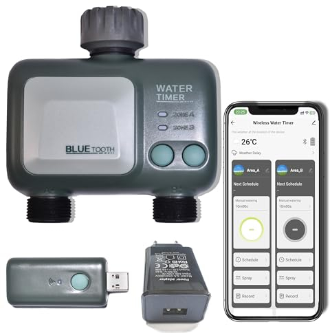 ZOYIZEN Intelligenter Bewässerungstimer mit Wi-Fi-Hub 2 Ausgänge, Garden Bewässerungscomputer Bluetooth, Wasserdichtigkeit IPX5, Sprinkler Bewässerung Für Garten