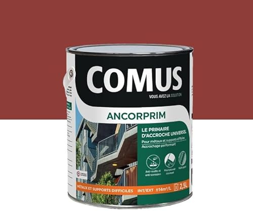ANCORPRIM rouge 2,5L Primaire d'accrochage universel pour métaux ferreux et supports difficiles - COMUS