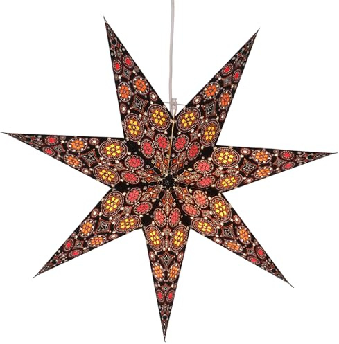 GURU SHOP vikbart adventsljus pappersstjärna, julstjärna 60 cm – Nina svart-färgglad