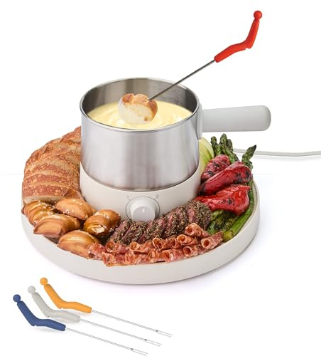 Sharper Image® Fondue Set – Electric Fondue Pot, Adjustable Heat, BPA-Free Stainless Steel, Cheese & Chocolate Fountain, Housewarming & Wedding Gift, Home Essentials Kitchen Gadgets, Mini Appliances