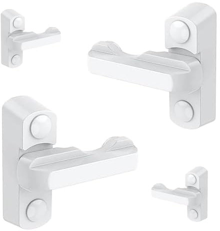 FUZVOL Bloqueador de ventana de aleación fundida de zinc blanco, 4 unidades, cerraduras de seguridad adicionales adicionales para puertas de casa, hebillas antirrobo para puertas de PVC y ventanas de