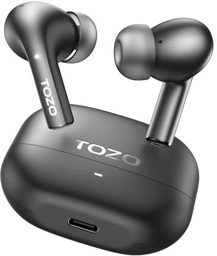 TOZO E2 Auriculares Inalámbricos Bluetooth 5.3 con ORIGX Acústico ENC Llamada Ultraligero EQs Ajuste Gaming Modo 30H Reproducción USB Tipo C Nergo