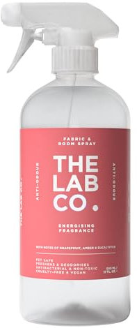 The Lab Co. Fabric & Room Spray | Eliminates Bad Odours | Neutralises Nasty Smells | Anti-Bacterial | Energising Fragrance with Grapefruit Amber Eucalyptus Essential Oils | 500ml