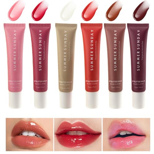Bettinay 6 PCS Lip Butter Balm, 6 Colors of Moisturizing Lip balm to Soothe Dry Lips