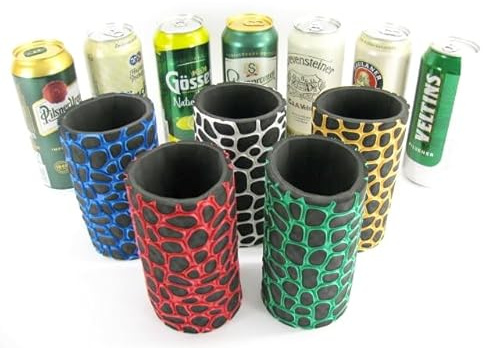 Raffreddatore di alta qualità per lattine di birra da 0,5 l o bottiglie di birra in mix colorato di 5 refrigeratori in neoprene. Vero neoprene con spessore di 5 – 6 mm