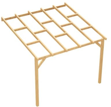 Wood&Play - Carport Überdachung oder Terrassenüberdachung, Einzelcarport aus Holz, Abstellplatz Holz Pavillon, wandseitig - aus langlebigem Kiefernholz - 300x309 cm