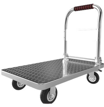 OUYUE Durevole Carrello Portapacchi Carrello A Mano con Pianale, Carrello A Spinta, Maniglia Pieghevole for Un Facile Trasporto E Stoccaggio, Resistente Carrello con Ruote Portatutto