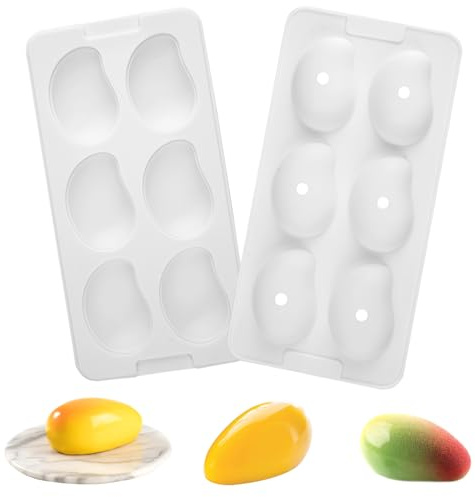 EXIN DEHCEN 6 hål mango silikonform för bakning fondant form | Silikon mangoform 3D, silikonform dessert silikon kakform, för choklad, mousse, pudding, bakverk