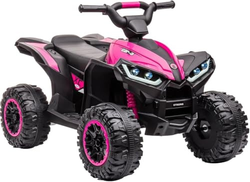 Quad Électrique Enfant 12v avec Télécommande Parentale,Porteur Enfants Moteur Quad avec 2 Vitesses Réglables, Musique, Klaxon & Phares LED | Voiture Électrique Tout Terrain pour Enfants 3-8 Ans(Rose)