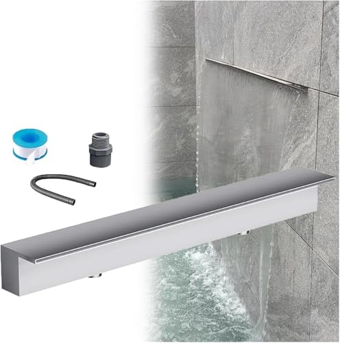 CFDZCP Fontana for Piscina A Cascata da Incasso A Parete, Cortile Anteriore in Acciaio Inossidabile/Stagno for Pesci/Decorazioni Spa Kit di Uscita Spray for Scatola(Outlet 135cm(53.1in))