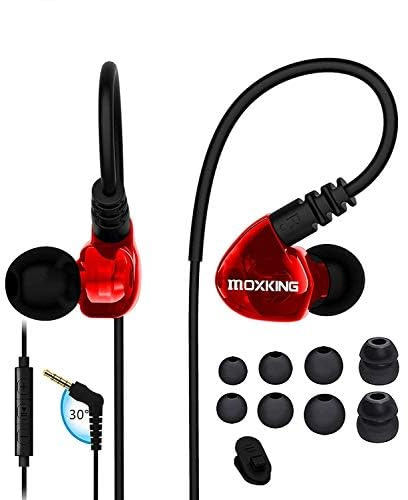 Sporthörlurar trådbundna, vattentäta in-ear hörlurar med mikrofon