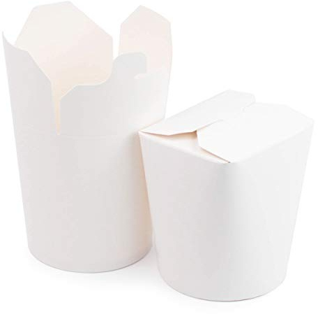 Extiff - Confezione da 50 scatole in Cartone Bianco, Pasta Box per pasta, pasta, piatti pronti, piatti asiatici e orientali, vendita da asporto (480 ML)