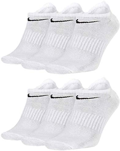 NIKE Socken 6 Paar Sneakersocken Füßlinge Socken SX7678 Weiß Grau Schwarz, Farbe:Weiss, Socken Neu:34-38