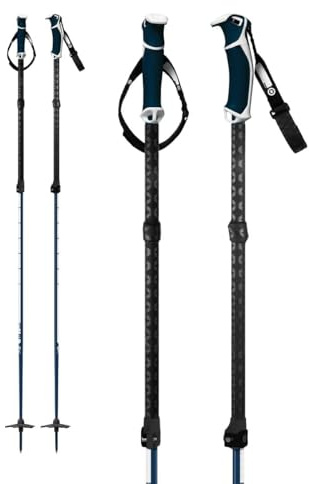 G3 Genuine Guide Gear VIA Aluminum Ski Poles, Tough Adjustable Two Piece ski Pole, Ergonomic Dual Density Grips, QuickFlick Utility tab, Removable Backcountry Strap, Pair (Long)