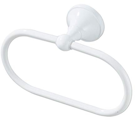 IMIKEYA Wand-Montiert Handtuch Ring Edelstahl Handtuch Haken Moderne Hand Halter für Bad Küche Weiß