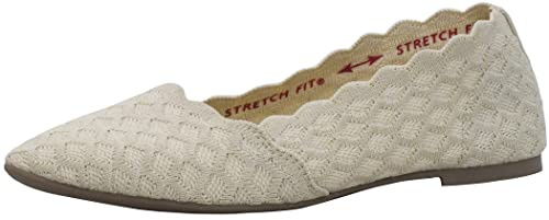 Skechers Women's Cleo-Honeycomb Ballet Flats, Natural, 8
