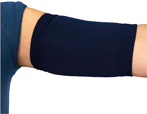 Linphelle Copri Picc in Microfibra - Fascia Copri Picc Braccio in Tessuto Traspirante e di Design, Manicotto Braccio Ideale per PICC, Glucometro, Tatuaggio o Ferite, Blu, Taglia 0