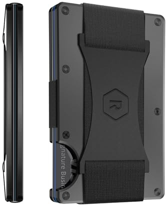 Ridge Wallet for Men - Slim Minimalist Compact Wallet and Card Holder, RFID Protected Front Pocket Wallets for Men with Integrated Cash Strap (Gunmetal Titanium)