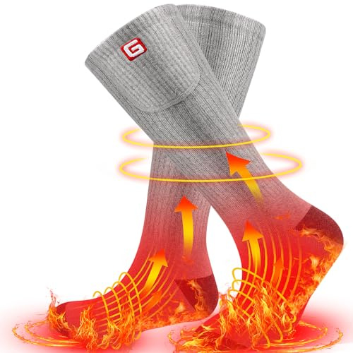 Svpro Calcetines térmicos eléctricos de esquí calentables, batería recargable, calcetines térmicos para mujer y hombre, para senderismo, camping, esquí, caza