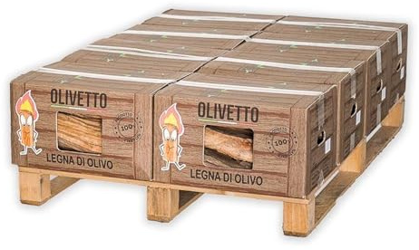 FE.MI.RO Legna da Ardere per Camino e Stufa a Legna – Legno per Camino in Scatola da 10 kg – Legna da Ardere di Olivo Secca – Legna per Camino su Bancale 80 kg – Ideale per Camini,Barbecue