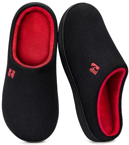 RockDove Bicolore Pantofola da Uomo in Memory Foam, 42/43 EU, Nero e Rosso