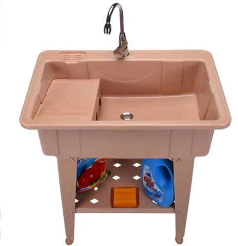Lavandino per Lavanderia, Lavandino per Lavanderia con Rubinetto, Lavandino per Lavanderia Indipendente, Lavandino in Plastica, Lavandino per Interni ed Esterni per Lavare a Mano i Vestiti
