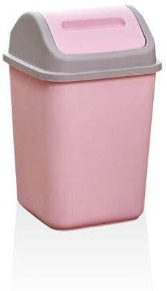 siduytin Poubelle à Couvercle basculant en Plastique, Poubelle de Bureau à Domicile, Grande capacité, Panier de Sol, Corbeille à Papier en Forme de Rectangle, Poubelle, Rose