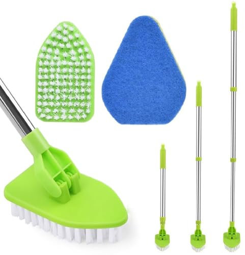 Brosse de Nettoyage avec Long Manche, Bross Nettoyage Salle de Bain, Brosse à Récurer de Douche, Brosse Telescopique Nettoyage Balai Brosse Cleaning Brush pour Salle de Bain Baignoire Sol Mur