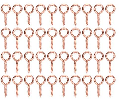 200 Stück Schraubösenstifte, Mini-Schraubösenstifte, kleine Ösenhaken, Schmuckhaken, Ohrringhaken, Schmuckstifte, selbstschneidende Schrauben, Haken, Ringe für Bastelprojekte (Roségold)