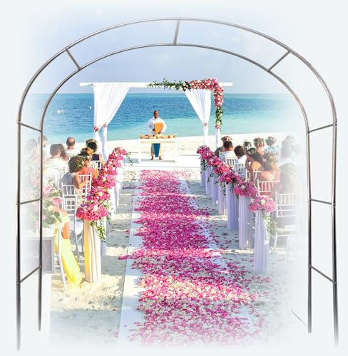 Arco de jardín de rosas de acero inoxidable de 3,5 m x 2,4 m, marco de metal duradero para cultivo de verduras de glicina y cenador, soporte fuerte y anticorrosión a prueba de óxido (19 mm)